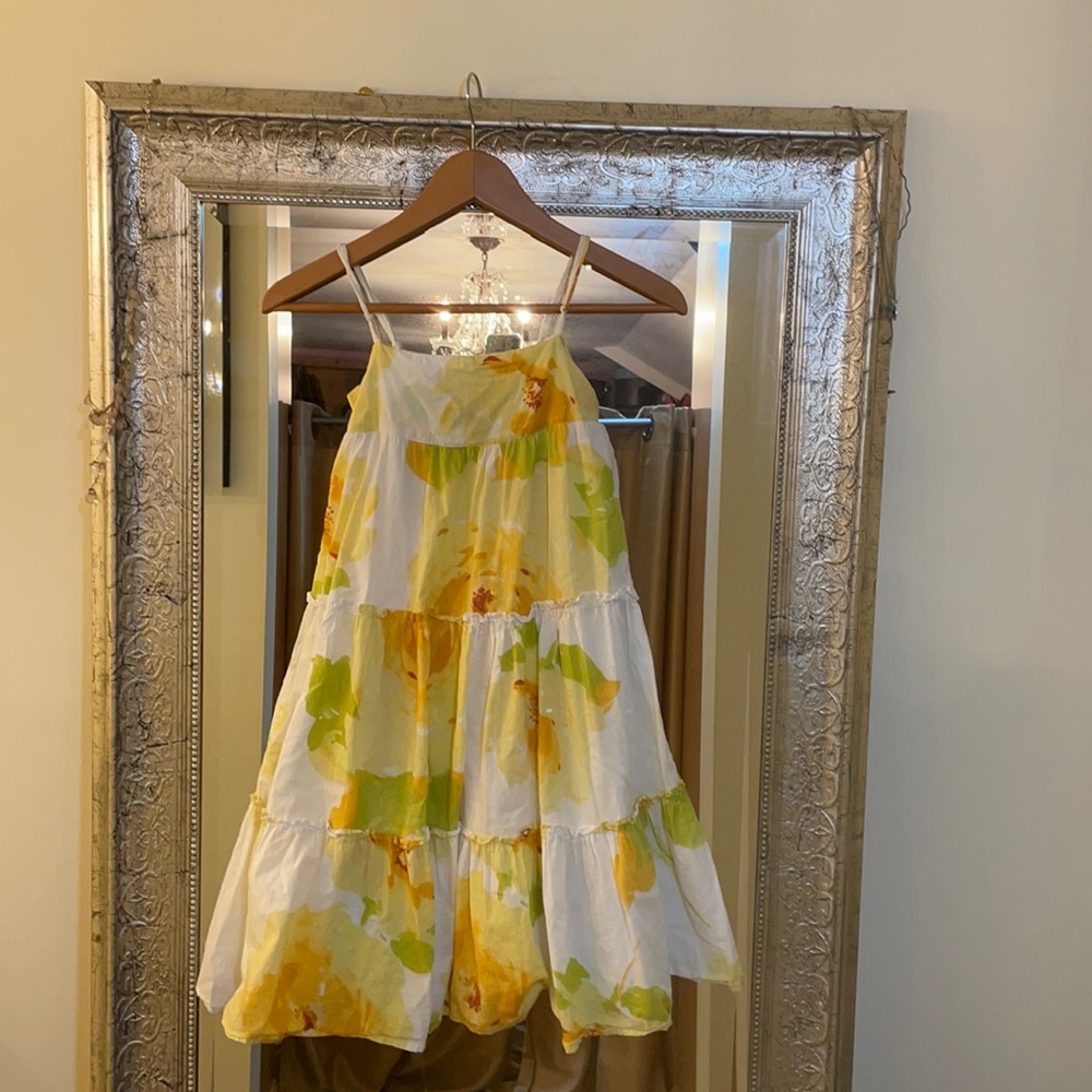 Gap A Line 4 tiered  yellow rose dress
